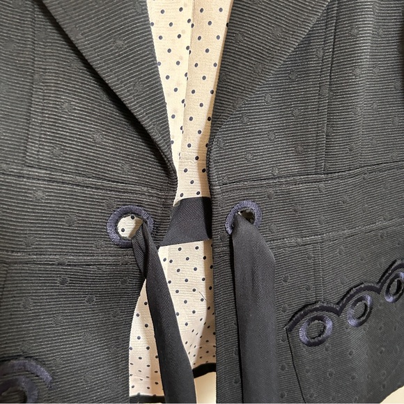 Nanette Lepore Navy Blue Tie Front BlazerJacket Womens 8 - Picture 4 of 9
